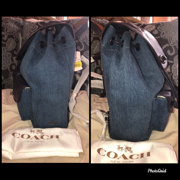 🌺BRAND NEW🌺 Coach Denim & Leather Back Pack - Picture 9 of 10
